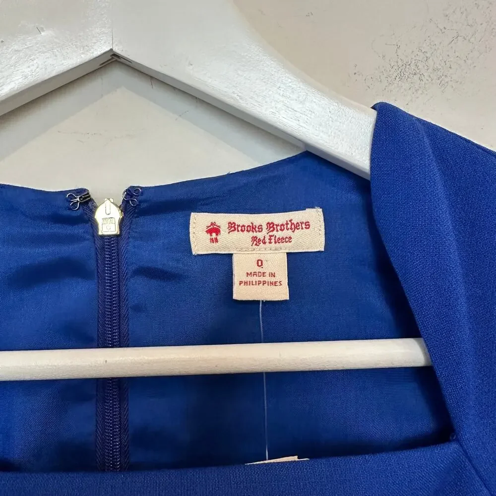 NWT Brooks Brothers Red Fleece Dress Royal Blue Wool Blend Short Sleeve Pencil 0 - Picture 3 of 10